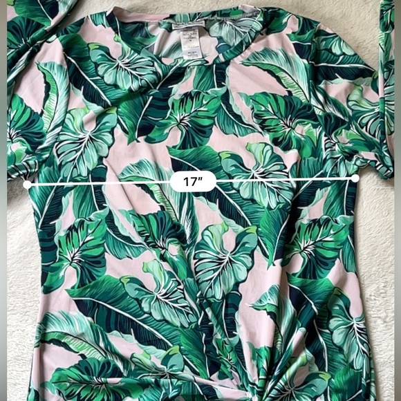 Tommy Bahama Breezy Palms Rash Guard Top Size M Green Pink TSW90619C - Picture 7 of 14